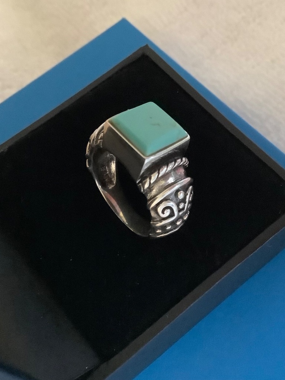 925 Sterling Silver Vintage Turquoise Western Ring SZ 8 - Picture 4 of 16